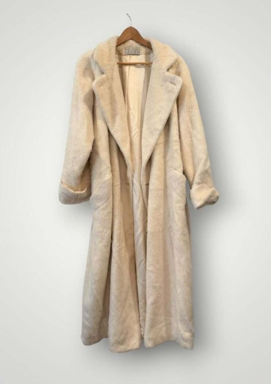 Vintage Searle Alpaca Wool Blend Long Coat Size 8 Cream